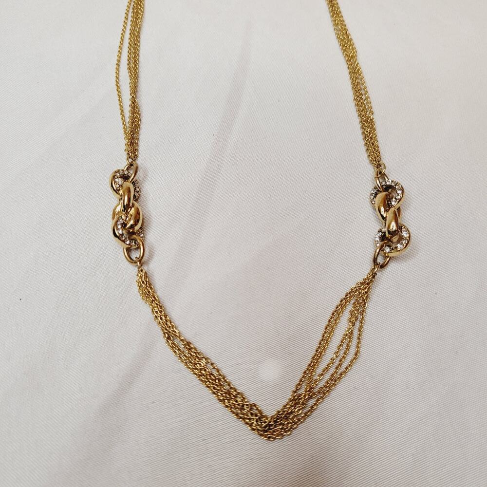 New Ann Taylor twist multistrand long gold tone necklace